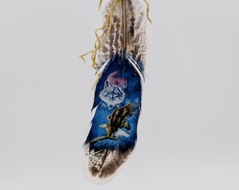 Small Dream Catchers with hand painted feathers, dream catcher for the mirror of the car, dream catcher for home décor, Painted feathers