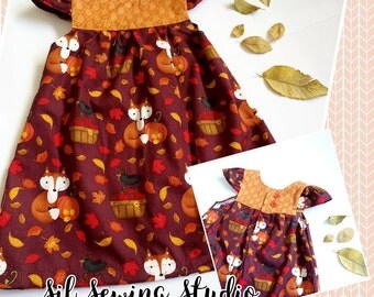 Girls dress foxes, Baby dress foxes, Girls foxes dress, Girl back to school dress, Foxes. Girls birthday dress foxes, Sizes: Newborn to 10