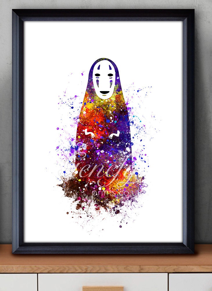 Spirited Away Print No Face Studio Ghibli Watercolor Poster