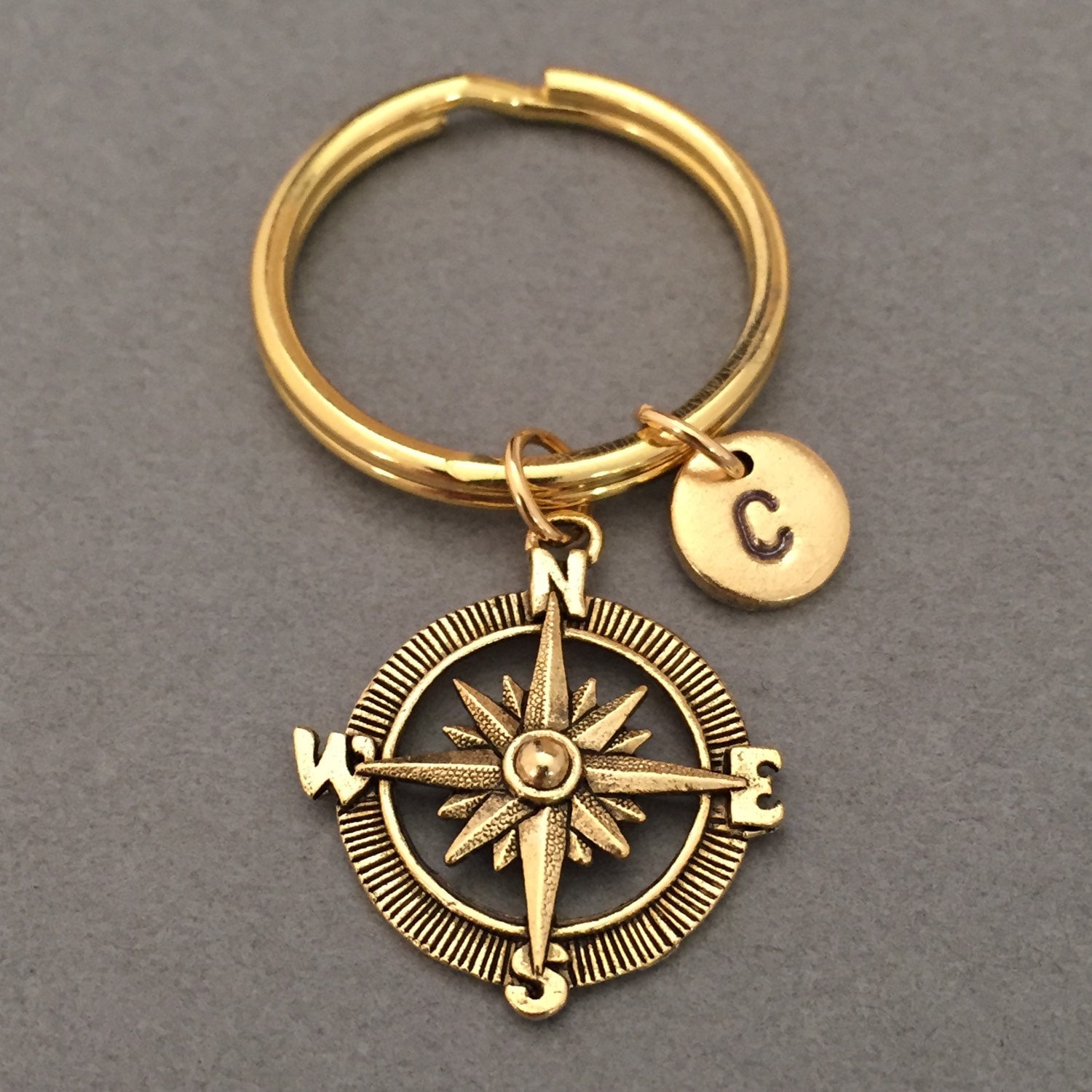 Compass keychain compass charm direction keychain