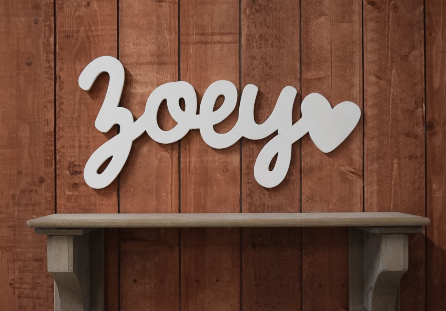 Zoey Baby Name Wooden Sign with Heart Nursery Decor Baby