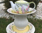 Teapot whimsy, garden whimsy, garden art sculpture, garden totem, garden decor ceramics, upcycled garden decor, bird feeder, bird bath Teapot whimsy, garden whimsy, garden art sculpture, garden totem, garden decor ceramics, upcycled garden decor, bird feeder, bird bath