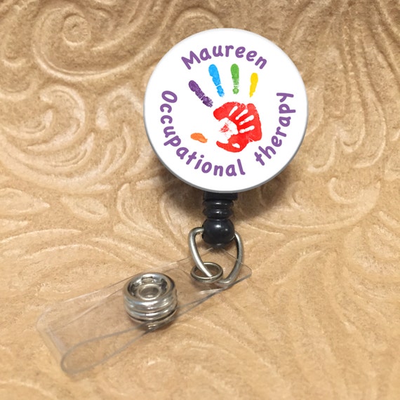 occupational therapy handprint badge reel by BearyAwesome on Etsy