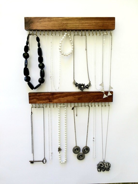 Wall Mount Jewelry Organizer Necklace Holder by TheKnottedWood