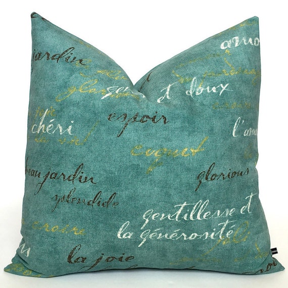 French script pillow cover Waverly words writing by FlossieandRay