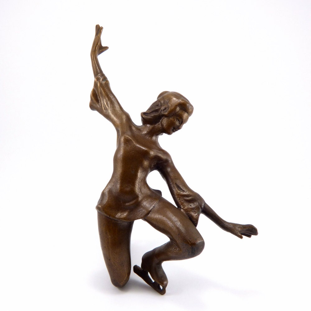 rare figurine of figure skater girl cast silumin aluminium rare figurine of figure skater girl cast silumin aluminium