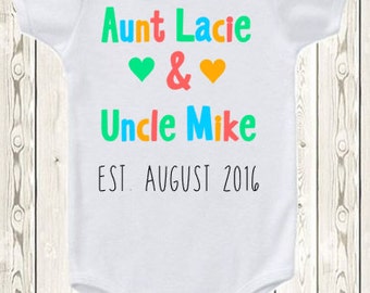 Pregnancy announcement idea for Aunt uncle ONESIE ® brand bodysuit or shirt pregnancy reveal ideas aunt uncle ONESIE ® brand bodysuit