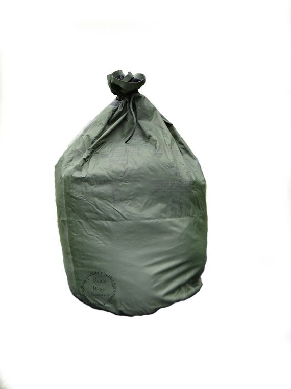 Vintage US Green Military Laundry Bag Waterproof Rubber