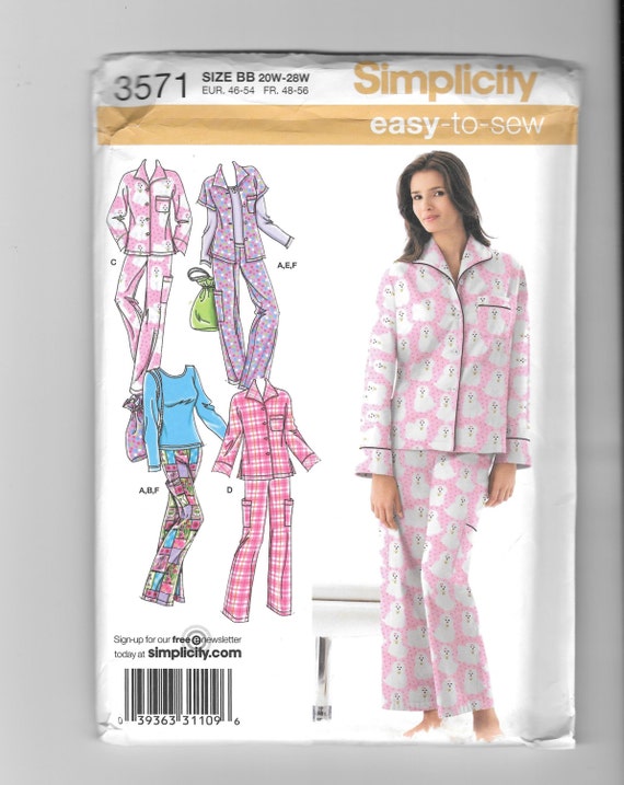 Misses' Women's Pajamas Pattern Simplicity 3571