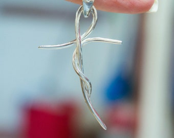 Cross Necklace , Sterling Silver Cross Necklace ,Silver minimalist Cross, Cross necklace women, Cross pendant, Modern cross neclace