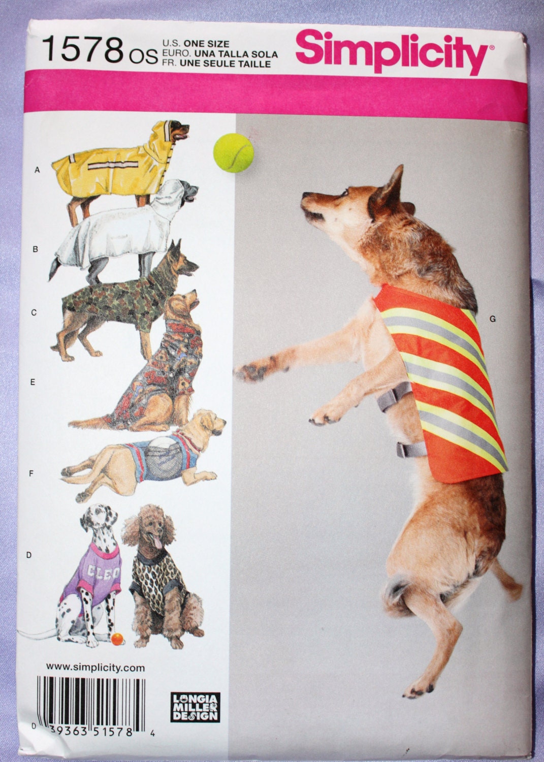 Simplicity Large Dog Clothes Pattern 1578 Vests Coats
