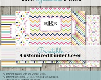 Printable Binder Covers - Bright Collection - Chevron / Quatrefoil / Stripes / Polka Dot / Stars - Custom Binder Inserts