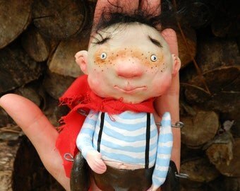 ooak doll polymer clay doll ooak Ivan articulated art doll handmade 3items set chair Russia birch handmade doll