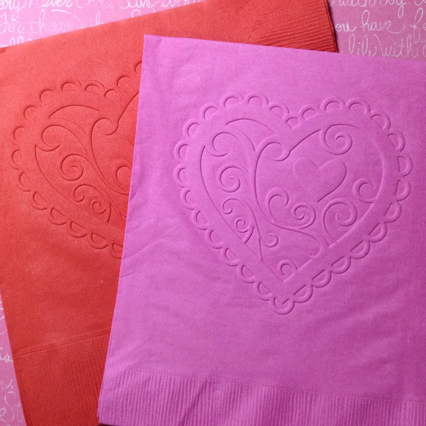 Heart Napkins Embossed Paper Napkin Wedding Anniversary