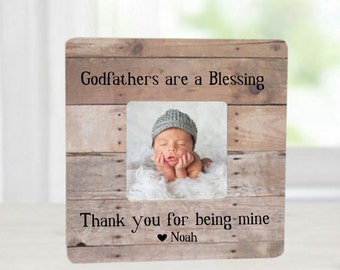 SUMMER SALE Godfather Gift Godmother Gift Godparents Frame Baptism Frame Dedication Christening Baptism Gift Personalized Picture Frame