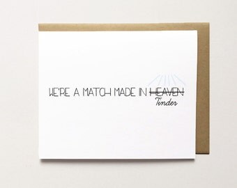 Funny anniversary card, Tinder anniversary card, Tinder card, Funny Valentines card, Valentines day card for boyfriend, Funny Love card