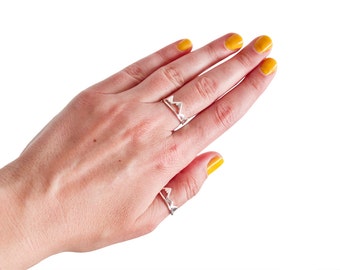 Mountain Ring Rock Climbing Jewelry Adjustable Ring For Women - Silver Plated Copper
