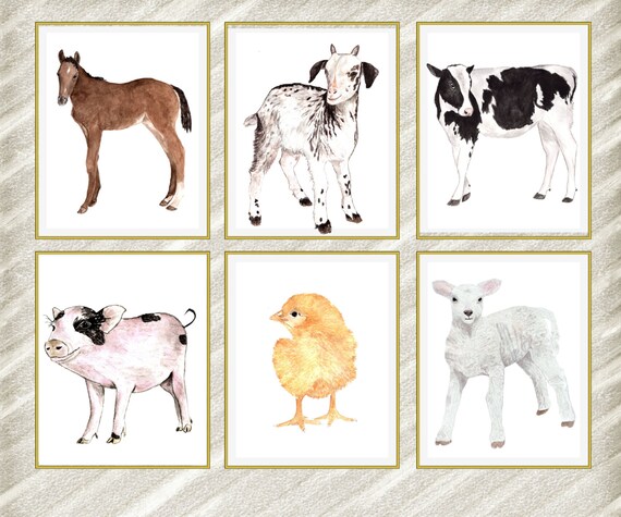 Farm animal Prints: NURSERY PRINT Kids room Prints