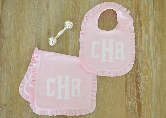 Items Similar To Personalized Monogrammed Applique Baby Girl Bib Burp