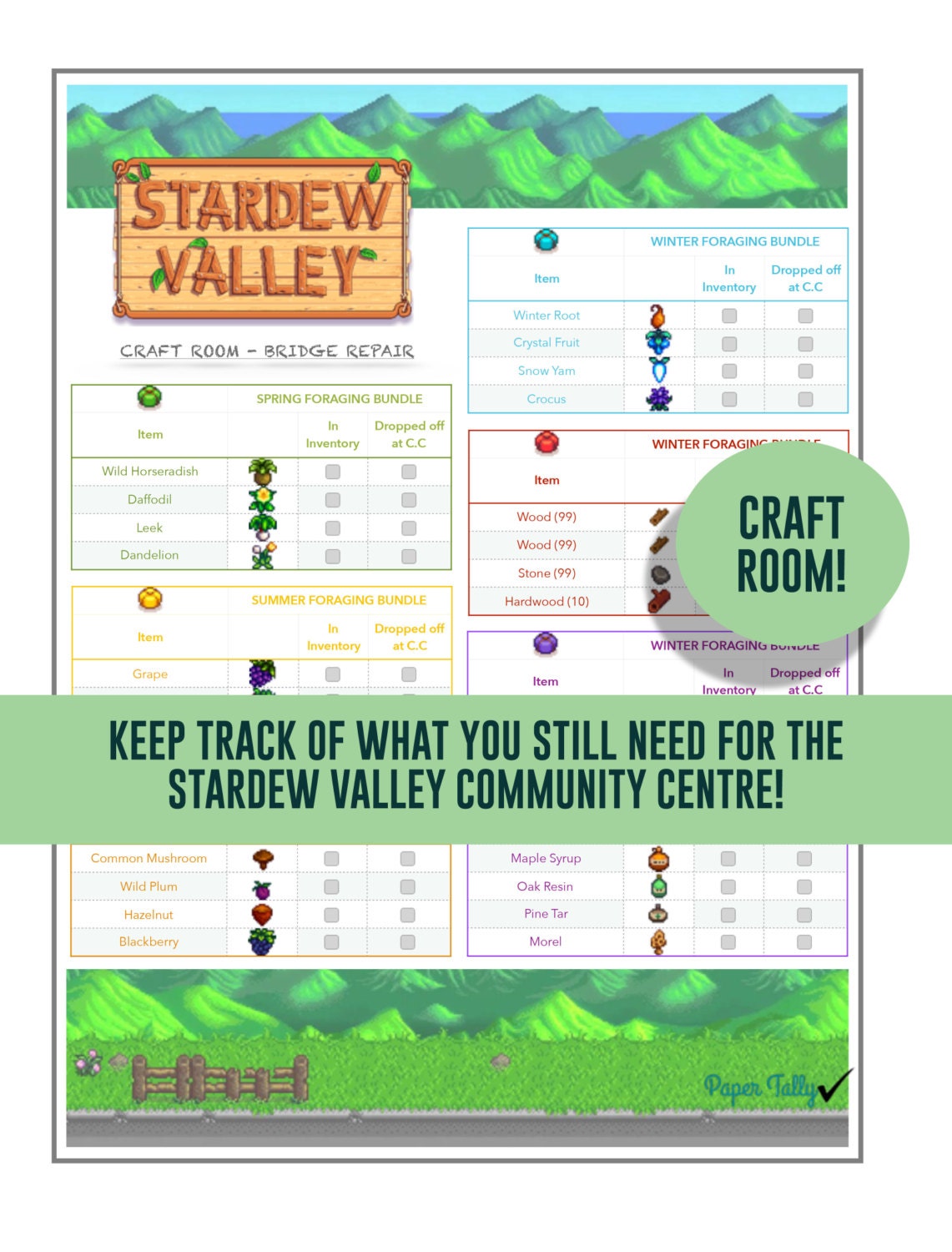 Stardew Valley checklist craft room community center items