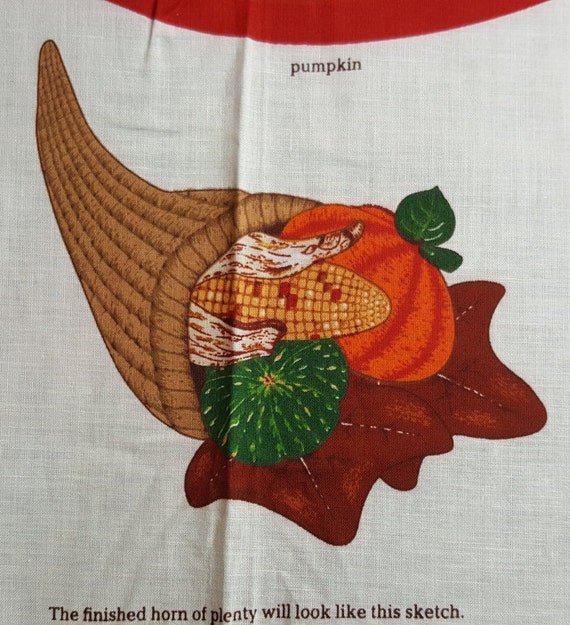 Large Horn of Plenty Fabric Craft Panel Corn Pumpkin