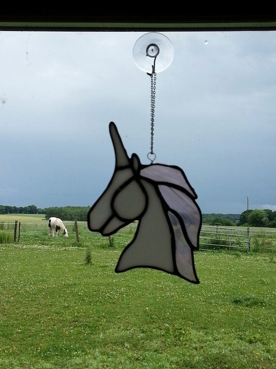 Stained glass glass unicorn glass mobile Suncatcher Horse