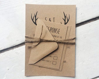 Rustic wedding invitation, winter wedding invitation, invitation set