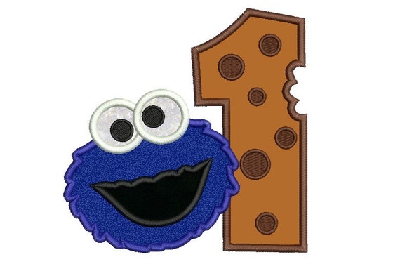 Birthday Applique Number One with Cookie Monster by MyMemoryDesign