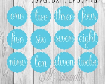SVG Monthly Baby Sticker, Baby Month Stickers, Milestone Stickers, Baby Boy & Girl, Baby Shower Gift, files for Silhouette, Cricut