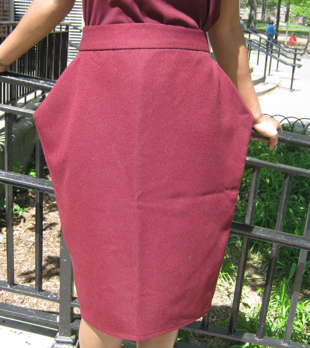 Gore Skirt High waist Wine red Knee length Avantgarde by NatiMota