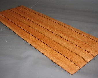 Handcrafted Edge Grain Birch Cheese Board / Charcuterie Board with Oak & Walnut Pinstripes and Tapered Edges (31 x 11 x 1)