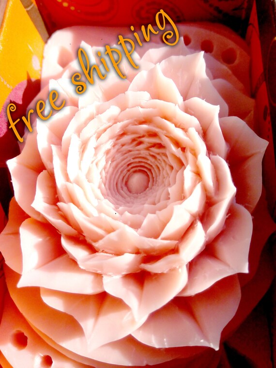 Items similar to Carving soap lotus, Hand carved bar soap, Pink soap