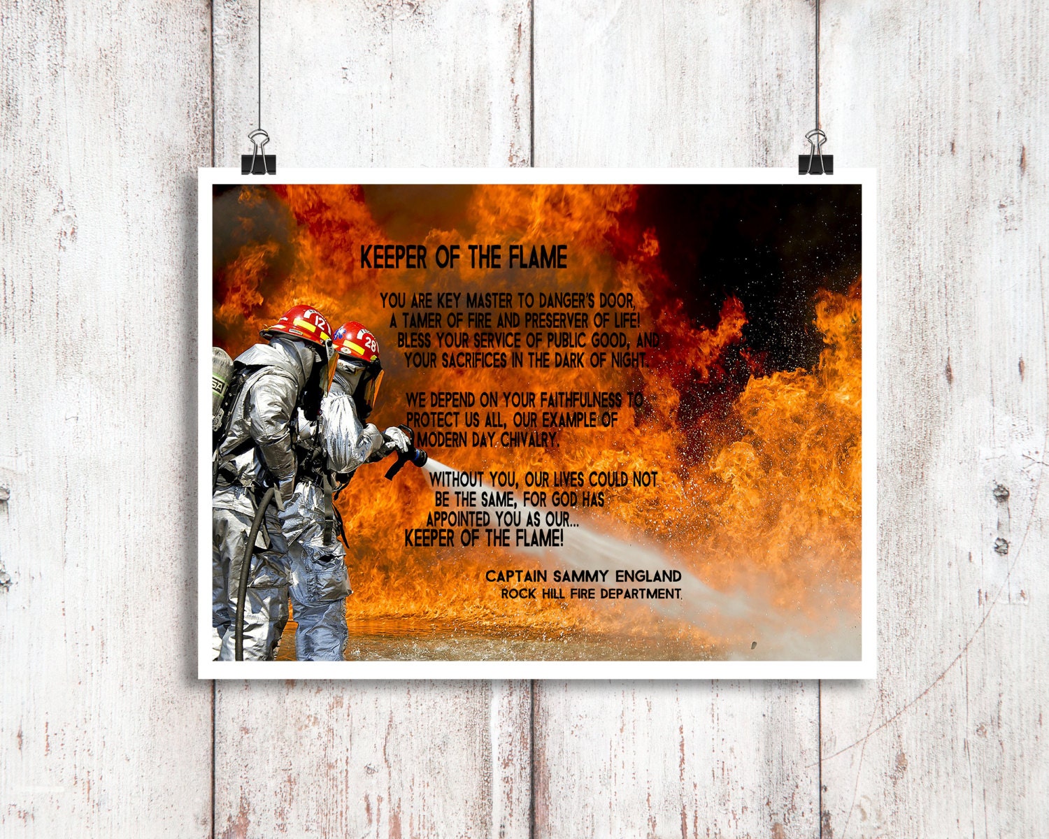 Firefighter Art Decor Fireman Wall Decor Firefighter by NimbleMuse