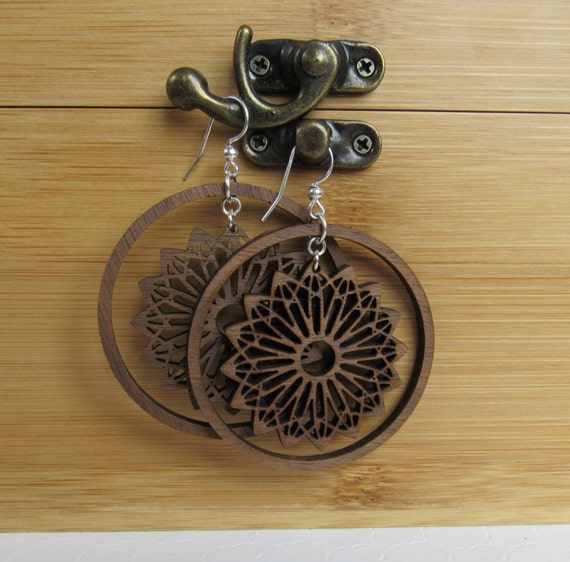laser cut wood hoop earrings dangle earrings statement laser cut wood hoop earrings dangle earrings statement