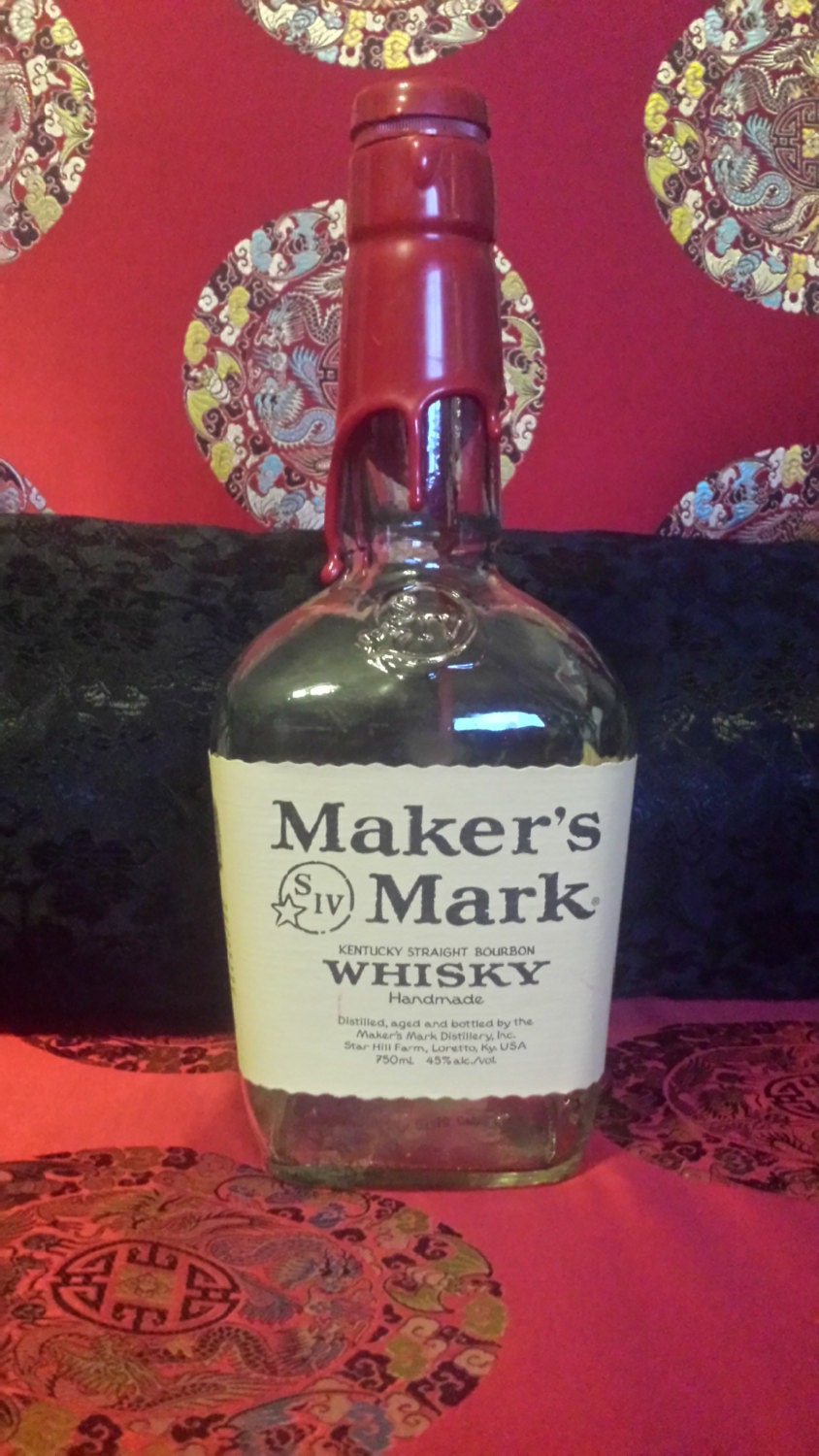 5 Empty Makers Mark Glass Bottle with Labels and Top Wax