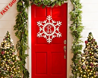 Wooden Snowflake Monogram, Wood Painted Monogram, Christmas decoration, Winter Wreath, Door Hanger, Wooden Initials, Wood Letters #2304