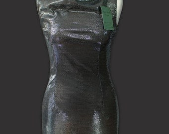 Mini dress disco silver metallic cowl neckline