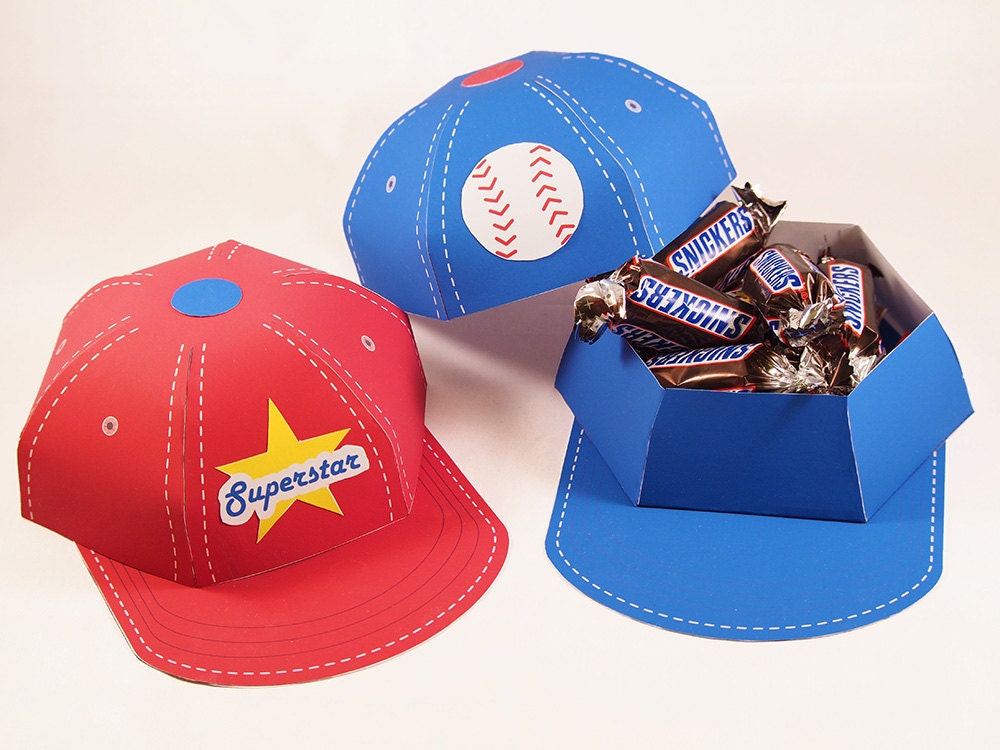 Baseball Cap Favor Box Printable PDF