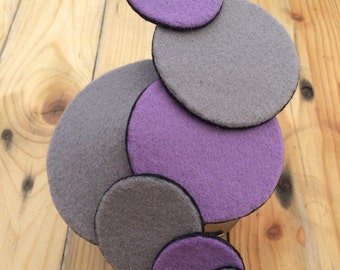SILLY BILLY. Grey and purple hair piece/fascinator/mini hat
