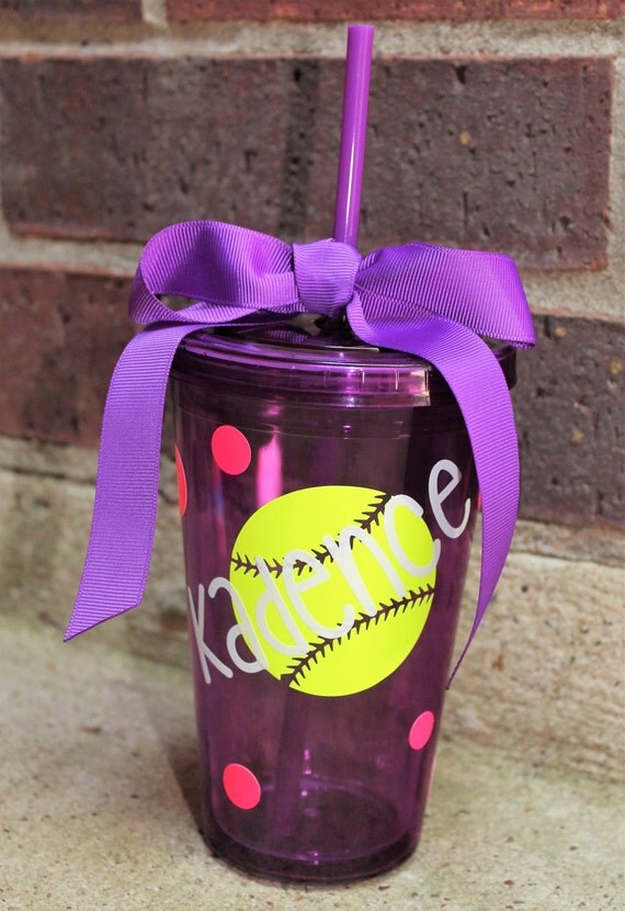 Personalized Softball Tumbler by DaughertyDesigns1 on Etsy