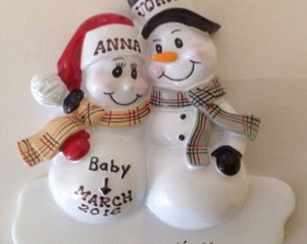 33% Off Personalized Christmas Ornament Pregnant Snowman Couple,Expecting Parents Mom to be, Dad to be, Pregnancy announcement