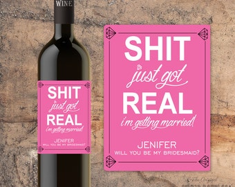 Custom Bridesmaid Proposal Gift - Bridesmaid Wine Bottle Label - Asking Bridesmaid Will You Be My Bridesmaid Gift Announcement