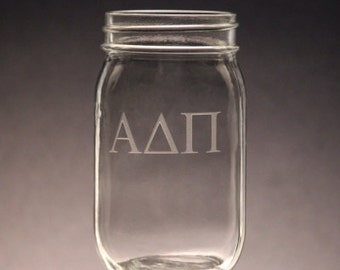 Alpha Delta Pi | Mason Jar Etched ADPI Mason Jar