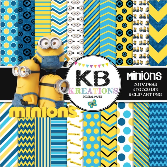 MINIONS Digital Paper Pack 30 Papers 9 Clipart by KBKreations209