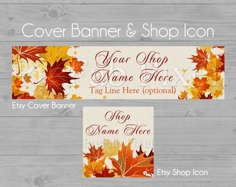Fall Etsy Banner, Autumn Shop Banner, Cover Photo Banner, Autumn Leaves Banner, Nature Banner, Linen Banner, Autumn Shop Icon, Fall Icon