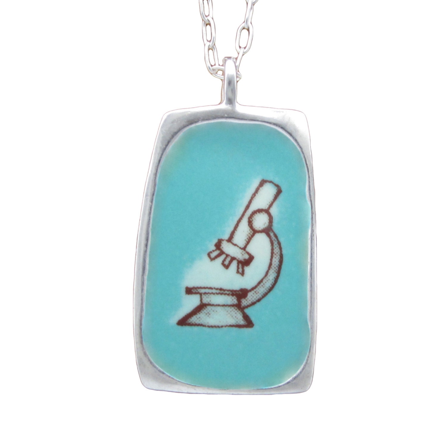Microscope Necklace Reversible Enamel and Sterling Silver