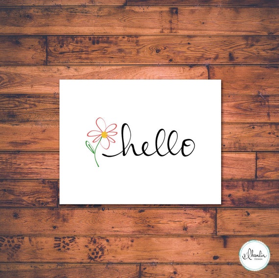items-similar-to-hello-card-printable-greeting-card-pink-daisy