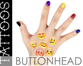 Emoji Halloween Costume Accessories - Emoji Smiley Face Temporary Tattoos