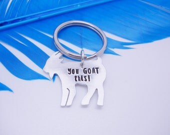 Goat Key chain - Personalized Key chain - Hand Stamped farm animal key chain - custom jewelry - hand stamped goat - you goat this