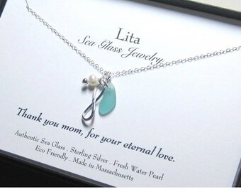 Eternal Love Sea Glass Necklace| Infinity Necklace | Sea Glass Jewelry | Beach Glass Jewelry | Mothers Jewelry | Sea Glass Necklace